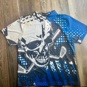 Tattoo Golf Graphic Skull Golf Polo Shirt